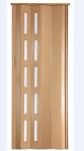 Falttür Schiebetür Tür Kunststofftür Buche/Erle farben mit Fenster blickdicht Höhe 201 cm Einbaubreite bis 94,5 cm Doppelwandprofil Neu