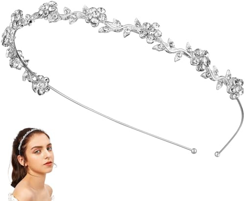 WINOMO Kristall Braut Blume Verlässt Krone Stirnband Tiara Kopfschmuck