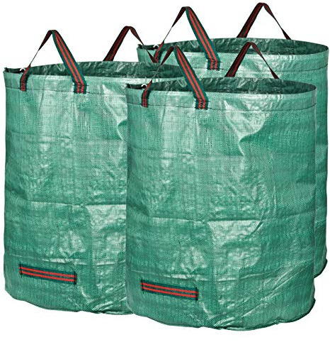 GardenMate 3X 272l Gartensack Laubsack Gartenabfallsack stabil - Gartensäcke für Gartenabfälle - Laubsäcke Rasenschnitt - Grünschnittsäcke faltbar, groß, robust aus Polypropylen-Gewebe 150GSM