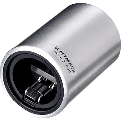 Westmark Automatischer Flaschenöffner/Kapselheber, Zum Öffnen von Kronkorken-Flaschen, Gebürstetes Aluminium, Push&Pull, Silber, 61882260