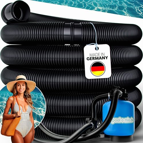 poolomio® Solarschlauch 32mm Durchmesser als Poolheizung I Poolschlauch für Solarheizungen, Solarmatten & Wärmepumpen I UV & Chlorwasser-beständiger Schwimmbadschlauch aus Europa I Schwarz, Länge 50m