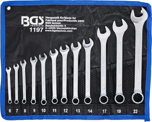 BGS 1197 | Maul-Ringschlüssel-Satz | 12-tlg. | SW 6 - 22 mm | inkl. Tetron-Rolltasche | Gabelringschlüssel