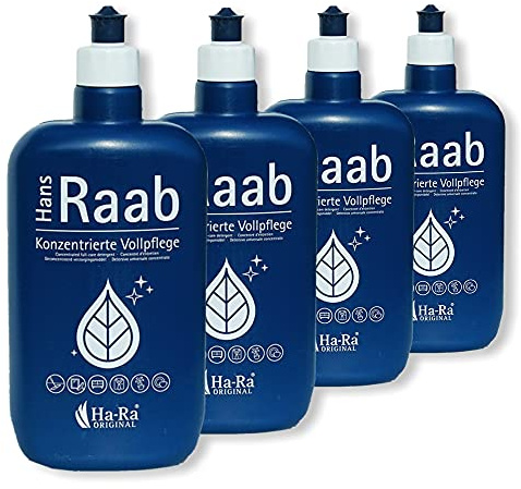 Hans Raab Konzentrierte Vollpflege Original Set 4 x 500 ml I Universalreiniger für Haushalt, Garten und Auto I Sparsam, vielseitig, umwelt- & hautfreundlich I Rohstoffe gut biologisch abbaubar