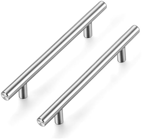 Ravinte 10 Stück Silber Möbelgriffe T Bar Griffe für Küchenschränke 128mm Lochzentrum Schrankgriffe Griffe Rostfreier Edelstahl Möbel Türgriffe