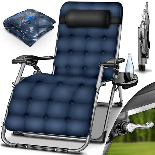 tillvex® Liegestuhl klappbar bis 200kg | Sonnenliege mit dickem Polster | Gartenliege wetterfest Balkon, Garten & Terrasse | Outdoor Liege verstellbar | Relaxliege mit Nackenkissen & Getränkehalter