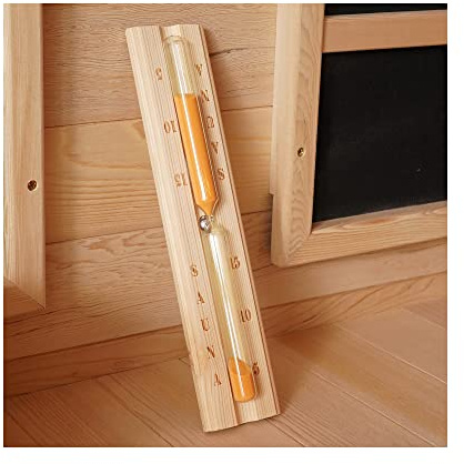 amocane Sauna-Sanduhr, 15 Minuten, Sanduhr, Sauna-Zubehör, Holz, drehbarer Timer (Hemlock-Holz)