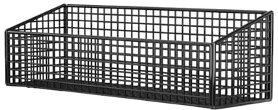 Folpus Obstkorb aus Metall, hängende Obstkörbe, Drahtkorb Wand für Gemüse Aufbewahrung, Wand Aufbewahrungskörbe, selbstklebend, Gemüsekörbe Küchenorganizer für Zwiebel, Brot, Knoblauch, Schwarz 40x13