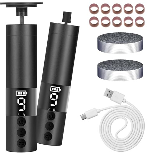 Hornhautentferner Elektrisch, Elektrischer Hornhautentferner mit Fußfeilen und Nagelpolierer , 9 Speeds & 30 Schleifscheiben, Fußpflegeset für rissige Fersen, Hornhaut, abgestorbener (Schwarz)