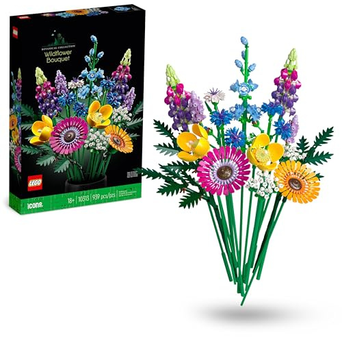 LEGO Botanicals Wildflower Bouquet Set - Artificial Flowers with Poppies and Lavender - Crafts kit for Adults - Home Office Décor Gifts for Women and Men - 10313