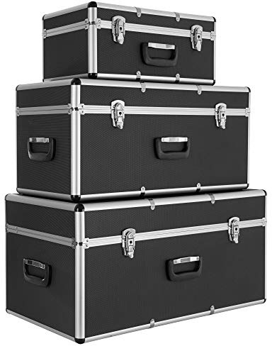 Arebos 3er Set Transportkoffer | Aluminium | 200 L Gesamtvolumen | abschließbar | inkl. Tragegriffe | Wasserdicht | Transportboxen | tragbarer Transportkoffer
