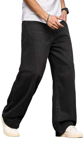 Zewool Herren Baggy Jeans Weite Beinform Skater Jeans Lässige Denim-Hosen | Lockere Passform,Streetwear,Hip Hop,Y2K,Gerade,Entspannte Passform,Bewegungsfreiheit