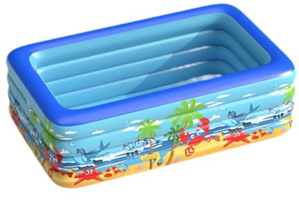 Milageto Aufblasbarer Pool für Erwachsene, Quadratische Familienpool, Rechtechiger Aufblasbarer Pool, Inflatable Pool, Verdicktes Schwimmbecken für Indoor Garten Hof 210x150x70cm