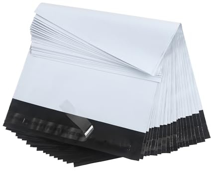 Rshuhx Versandtüten Kleidung Versandbeutel Plastik Groß Versandtaschen 35cm*50cm Versandtüten für Schuhkarton Kleidung Textilien Kleine Decke Badetuch Selbstklebend und Blickdicht (20pcs Weiß)