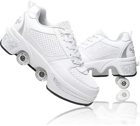 JinFugron Roller Schuhe, Schuhe mit Rollen rollerskates mädchen Männer, Skateboard Schuhe Bequem Und Atmungsaktiv Quad Skates Verstellbare Rollschuhe Verstecktes Rad Sneaker mit Rollen