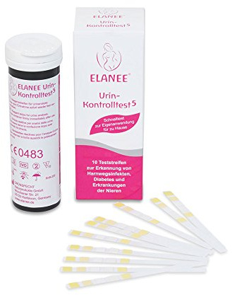 ELANEE Urin-Kontrolltest 5, Teststreifen mit Farbskala, Erkennung von Harnwegsinfekten, Blasenentzündung, Urin Teststreifen 10 Teststreifen (726-00)