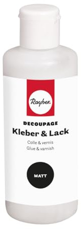 Rayher Decoupage Kleber & Lack, matt, Flasche 80 ml, Papierkleber, für Decoupagepapiere, Collagen, Mixed-Media Technik, transparenter Kleber und Schutzlack in einem, 35103000