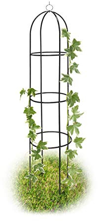 Relaxdays Rankobelisk beschichtetes Metall 190 cm, witterungsbeständige Garten Rankhilfe für Rosen und Blumen, grün, Dunkelgrün