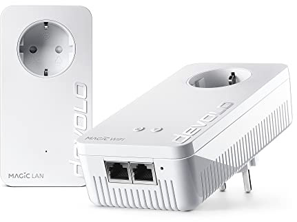 devolo Magic 1 WiFi Starter Kit, WLAN Powerline Adapter, bis zu 1.200 Mbit/s, Mesh WLAN Steckdose, 2x LAN Anschluss, dLAN 2.0, weiß