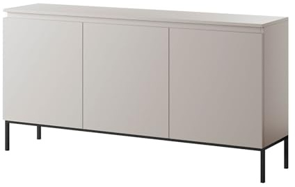 Selsey Kommode Schrank Aufbewahrungsschrank 150 cm 3 Türen 6 Fächer Taupe Schwarze Beine Bemmi