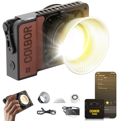 Videoleuchte, COLBOR Wonder W60 60W Tragbare 345g Dauerbeleuchtung CRI97+ APP-Steuerung mit DC/Typ-C-Anschluss für Innen-und Außenaufnahmen Interviews Live-Streaming, Video-Fotografie-LED-Licht
