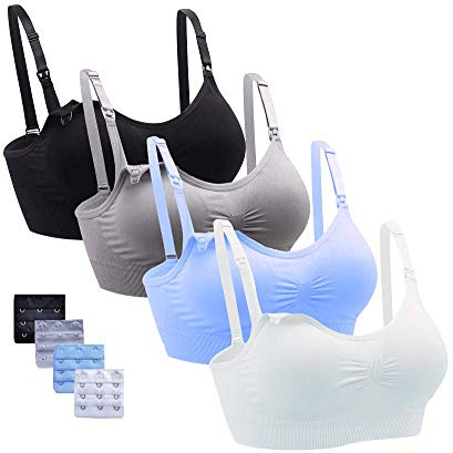 Cimary Schwangerschafts Still BH Nahtloser Still-BH Stillen und Schlaf Ohne Bügel für Damen 3er/4er Pack