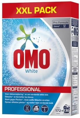 Omo Professional White Waschmittel Pulver Großpackung für strahlend weiße Wäsche und hohe Flecklösekraft, für 130 Wäschen