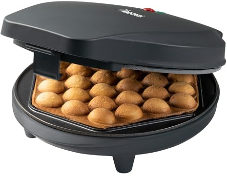 Bestron Bubble-Waffeleisen, Waffelmaker für Bubble Waffeln zum Befüllen mit Eis, Schokolade oder Obst, mit Backampel & Antihaftbeschichtung, 700 Watt, Farbe: Mattschwarz