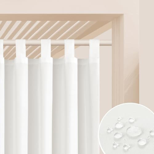 room99 Outdoorvorhäng mit Schlaufen Garden Line 155 x 220 cm Breite x Höhe Outdoor Vorhang wetterfest Wasserdicht Sichtschutz Sonnenschutz Gardinen Garten Winddicht Off White, 1 Stück