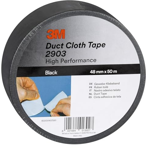 3M Universelles Gewebeklebeband 2903, Duct Tape, Starkes Panzertape, Reparatur Klebeband, Starke Klebkraft, leicht abreißbar, 48mm x 50m, Schwarz - 1 Rolle