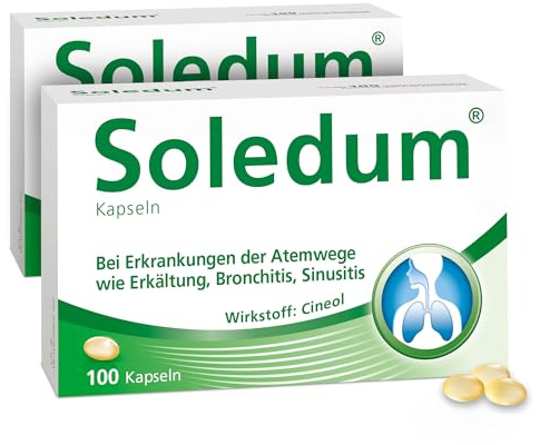 Soledum Kapseln | 2 x 100 Kapseln | Erkältungskapseln mit Cineol bei Erkrankungen der Atemwege wie Bronchitis, Sinusitis