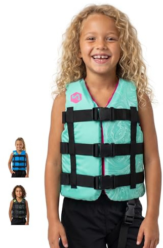 MESLE Schwimmweste Kinder H210 Junior mit Schrittgurt, 25-40 kg, Schwimmhilfe für Mädchen & Jungs, Leichte 50N Auftriebsweste 6-10 Jahre, Prallschutzweste Kind für SUP, Kajak
