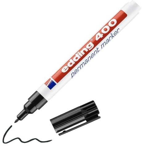 edding 400 Permanentmarker - schwarz - 1 Stift - feine Rundspitze 1 mm - wasserfest, schnell-trocknend - wischfest - für Karton, Kunststoff, Holz, Metall, Glas