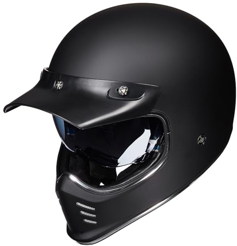 ILM Vintage Motorradhelm Männer Frauen Innenvisier Kompatibel für ATV Cruiser Scooter ECE22.06 Z502,Mattschwarz,L