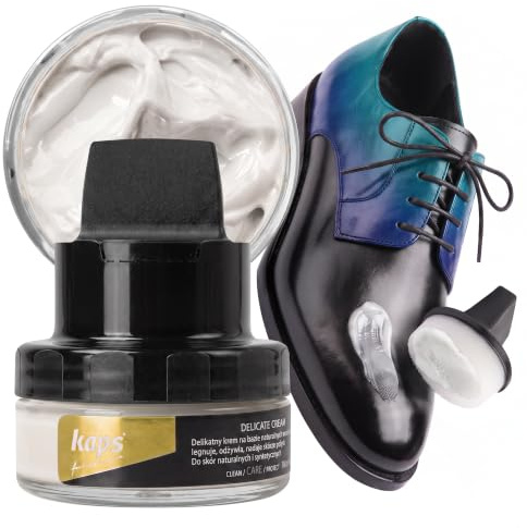 Schuhcreme mit Schwamm-Applikator für Glattleder & Kunstleder – Lederpflege zur Reinigung & Farbauffrischung, auf Naturwachs-Basis, 50 ml – Kaps