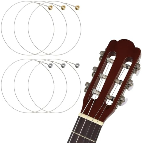 ZWWOGE 6 Stück E-1. B-2 Gitarrensaiten 86,5cm Akustikgitarrensaite Folk Gitarrensaite Resistent Gegen Rost Edelstahl Ersatz für Gitarrensaiten, Westerngitarre
