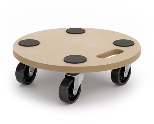 Wiltec Transportroller 250 kg 380 mm, rund, MDF Möbelroller, Rollbrett mit 4 Lenkrollen, Möbelhund als Umzugshilfe