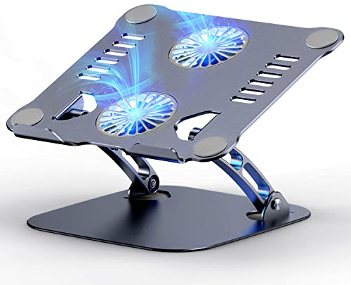LPUNCD Höhenverstellbarer Laptop Ständer Mit RGB Lüfter, Faltbarer Stand Aus Aluminiumlegierung, Belüfteter Notebook Halterung, Ergonomisch Kompatibel Mit Alle MacBook, 10-17