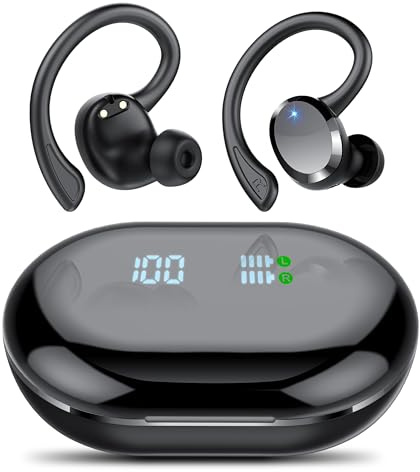 Bluetooth Kopfhörer Sport, Kopfhörer Kabellos Bluetooth 5.4 mit 4 ENC Noise Cancelling Mic, Kabellose Kopfhörer Hi-Fi Stereo Tiefer Bass Wireless Earbuds, IP7 Wasserdicht Ohrhörer LED Anzeige