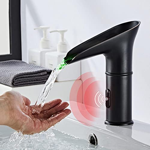 Retro Automatischer Sensor Wasserhahn Infrarot warm und kalt Wasserfall Wasserhahn Bad LED Farbwechsel Infrarot Sensor Wasserhahn-schwarz antik_niedrig