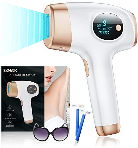 Dorzu ZKMAGIC Laser Haarentfernung mit 9 Energiestufen und 3 Funktionen HR/SC/RA, 999.900 Lichtimpulse Schmerzfreie Haarentfernung Laser für Frauen, Mäner, Achseln, Beine, Körper