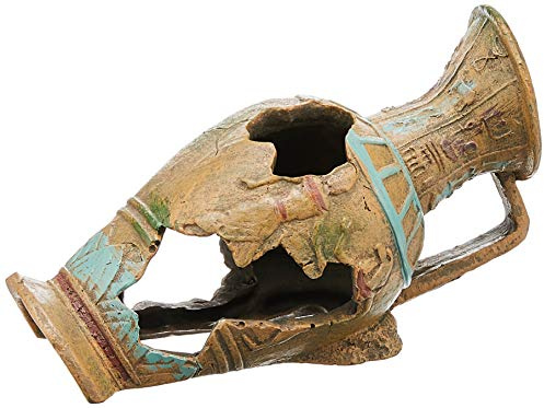 Blue Ribbon Rosewood Egyptian Urn Aquarium Decor,Browns,8 by 4 by 5