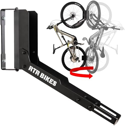 RTR BIKES Kranked Twist Fahrrad Wandhalterung Schwenkbar – 180° Drehbarer Wandhaken Vertikal – Für E-Bikes & MTB bis 30kg – Passend für 24-29 Zoll & 3,5 Reifen – Made in EU