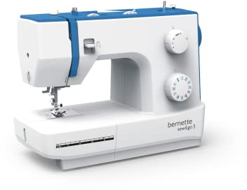 bernette sew&go 5 - Freiarm Nähmaschine, einfache Bedienung, Einfädelhilfe, Fadenabschneider, 23 Nähprogramme, 4 Nähfüße, Stichlänge/Stichbreite/Nähfußdruck einstellbar