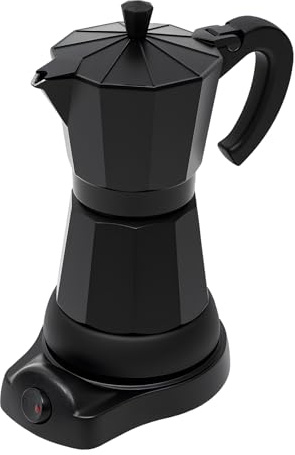 Qussse Espressokocher, 480W Elektrische Espressokanne 300ml Kaffeekanne 6 Tassen Mokkakanne mit Basis für Hausgebrauch, Büros, Cafés
