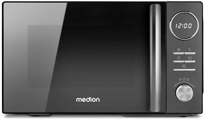 MEDION 3 in 1 Mikrowelle mit Grill und Heißluft Funktion 23 Liter schwarz | 900 Watt, 1.000 Watt Grill, 1.680 Watt Heißluft, 10 Automatikprogramme, Auftaufunktion, Display, MD11493
