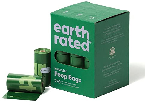 Earth Rated Hundekotbeutel, garantiert auslaufsichere und extra dicke Abfallsäcke als Nachfüllrollen für Hunde, Lavendelduft, 270 Stück