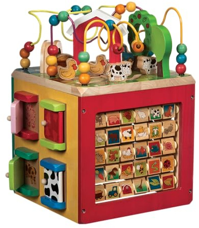 Battat - Aktivitätszentrum aus Holz mit Bauernhof-Thema - Activity-Würfel aus Holz - Aktivitätszentrum mit Bauernhof-Thema - Lernspielzeug - Holzspielzeug für Kleinkinder, Kinder - 1 Jahr +