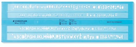 STAEDTLER Mars 572 FL Schriftschablone – 3,5 & 5 mm Höhe | Buchstabenschablone, blautransparenter Kunststoff – für Fineliner – Art.-Nr. 572 FL