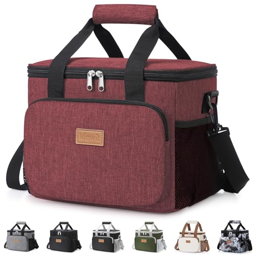 Lifewit Kühltasche klein, Isolierte Cooler Bag, Lunchtasche 9L 12 Dosen | Faltbar, Tragbar Lunchbag, Kühlbox Auslaufsicher, wasserdichte Thermotasche für Arbeit, Strand, Reise, Unterwegs, Weinrot