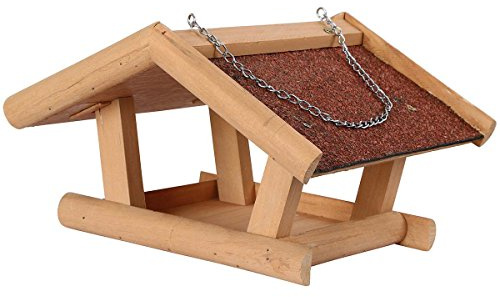 Kerbl Pet Futterhaus Stubbs, 29x28x18 cm, wetterfestes Bitumendach, mit Aufhängekette, mit Dachüberstand schützt Futter
